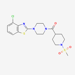 molecular formula C18H23ClN4O3S2 B6538430 4-chloro-2-[4-(1-methanesulfonylpiperidine-4-carbonyl)piperazin-1-yl]-1,3-benzothiazole CAS No. 1021266-03-4