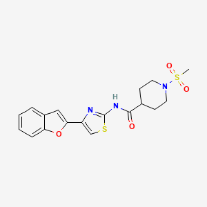 molecular formula C18H19N3O4S2 B6538442 N-[4-(1-benzofuran-2-yl)-1,3-thiazol-2-yl]-1-methanesulfonylpiperidine-4-carboxamide CAS No. 1021266-07-8