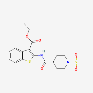 molecular formula C18H22N2O5S2 B6538448 ethyl 2-(1-methanesulfonylpiperidine-4-amido)-1-benzothiophene-3-carboxylate CAS No. 1021215-28-0