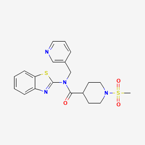 molecular formula C20H22N4O3S2 B6538467 N-(1,3-benzothiazol-2-yl)-1-methanesulfonyl-N-[(pyridin-3-yl)methyl]piperidine-4-carboxamide CAS No. 1021215-34-8