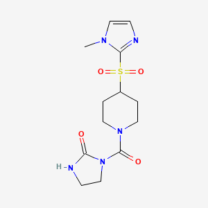 molecular formula C13H19N5O4S B6538483 1-{4-[(1-methyl-1H-imidazol-2-yl)sulfonyl]piperidine-1-carbonyl}imidazolidin-2-one CAS No. 2034357-66-7