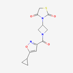molecular formula C13H13N3O4S B6538493 3-[1-(5-cyclopropyl-1,2-oxazole-3-carbonyl)azetidin-3-yl]-1,3-thiazolidine-2,4-dione CAS No. 1795085-89-0