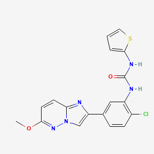 molecular formula C18H14ClN5O2S B6538536 1-(2-chloro-5-{6-methoxyimidazo[1,2-b]pyridazin-2-yl}phenyl)-3-(thiophen-2-yl)urea CAS No. 1060362-38-0