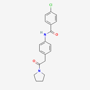 molecular formula C19H19ClN2O2 B6538555 4-chloro-N-{4-[2-oxo-2-(pyrrolidin-1-yl)ethyl]phenyl}benzamide CAS No. 1060326-20-6