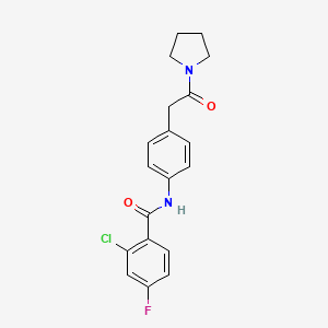 molecular formula C19H18ClFN2O2 B6538592 2-chloro-4-fluoro-N-{4-[2-oxo-2-(pyrrolidin-1-yl)ethyl]phenyl}benzamide CAS No. 1070959-42-0