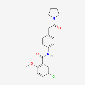 molecular formula C20H21ClN2O3 B6538615 5-chloro-2-methoxy-N-{4-[2-oxo-2-(pyrrolidin-1-yl)ethyl]phenyl}benzamide CAS No. 1060326-76-2