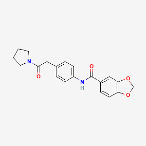 molecular formula C20H20N2O4 B6538684 N-{4-[2-oxo-2-(pyrrolidin-1-yl)ethyl]phenyl}-2H-1,3-benzodioxole-5-carboxamide CAS No. 1060260-96-9
