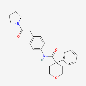 molecular formula C24H28N2O3 B6538730 N-{4-[2-oxo-2-(pyrrolidin-1-yl)ethyl]phenyl}-4-phenyloxane-4-carboxamide CAS No. 1060327-47-0