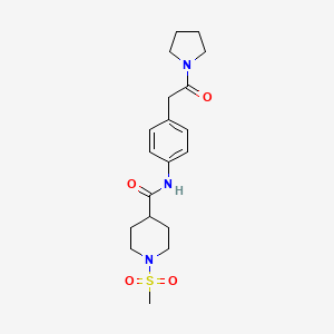 molecular formula C19H27N3O4S B6538740 1-methanesulfonyl-N-{4-[2-oxo-2-(pyrrolidin-1-yl)ethyl]phenyl}piperidine-4-carboxamide CAS No. 1070959-98-6