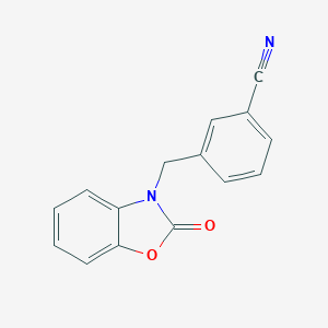 molecular formula C15H10N2O2 B065389 3-[(2-Oxo-2,3-dihydro-1,3-benzoxazol-3-yl)methyl]benzonitrile CAS No. 175277-77-7
