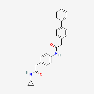 molecular formula C25H24N2O2 B6539234 2-[4-(2-{[1,1'-biphenyl]-4-yl}acetamido)phenyl]-N-cyclopropylacetamide CAS No. 1060247-26-8