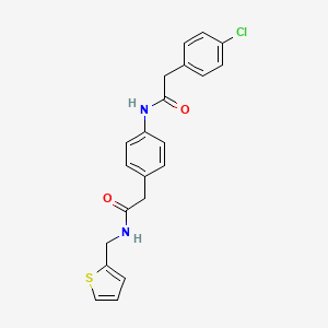molecular formula C21H19ClN2O2S B6539345 2-{4-[2-(4-chlorophenyl)acetamido]phenyl}-N-[(thiophen-2-yl)methyl]acetamide CAS No. 1060251-65-1