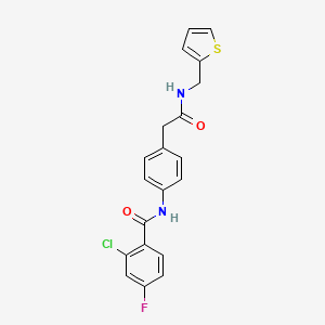 molecular formula C20H16ClFN2O2S B6539353 2-chloro-4-fluoro-N-[4-({[(thiophen-2-yl)methyl]carbamoyl}methyl)phenyl]benzamide CAS No. 1060336-95-9