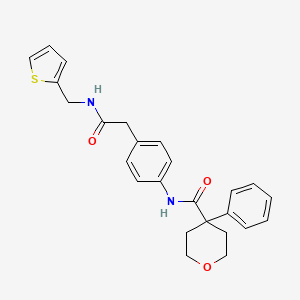 4-phenyl-N-[4-({[(thiophen-2-yl)methyl]carbamoyl}methyl)phenyl]oxane-4-carboxamide