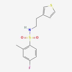 molecular formula C13H14FNO2S2 B6540125 4-fluoro-2-methyl-N-[2-(thiophen-3-yl)ethyl]benzene-1-sulfonamide CAS No. 1060261-76-8