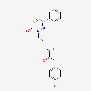 molecular formula C21H20FN3O2 B6540214 2-(4-fluorophenyl)-N-[3-(6-oxo-3-phenyl-1,6-dihydropyridazin-1-yl)propyl]acetamide CAS No. 1021266-18-1