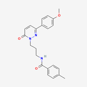 molecular formula C22H23N3O3 B6540236 N-{3-[3-(4-methoxyphenyl)-6-oxo-1,6-dihydropyridazin-1-yl]propyl}-4-methylbenzamide CAS No. 1021266-27-2