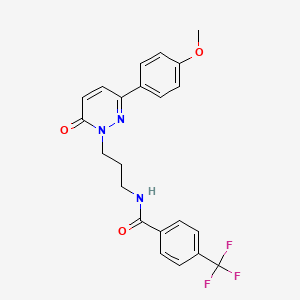 molecular formula C22H20F3N3O3 B6540241 N-{3-[3-(4-methoxyphenyl)-6-oxo-1,6-dihydropyridazin-1-yl]propyl}-4-(trifluoromethyl)benzamide CAS No. 1021266-29-4
