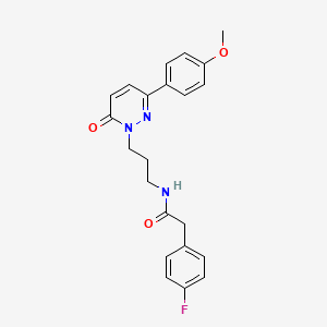 molecular formula C22H22FN3O3 B6540254 2-(4-fluorophenyl)-N-{3-[3-(4-methoxyphenyl)-6-oxo-1,6-dihydropyridazin-1-yl]propyl}acetamide CAS No. 1021266-33-0