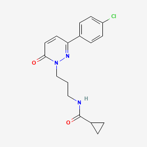 molecular formula C17H18ClN3O2 B6540298 N-{3-[3-(4-chlorophenyl)-6-oxo-1,6-dihydropyridazin-1-yl]propyl}cyclopropanecarboxamide CAS No. 1021224-80-5