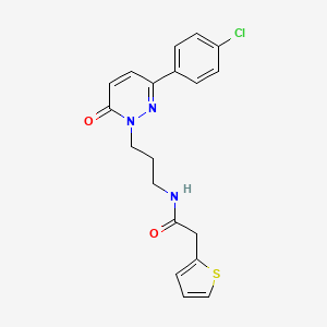 molecular formula C19H18ClN3O2S B6540313 N-{3-[3-(4-chlorophenyl)-6-oxo-1,6-dihydropyridazin-1-yl]propyl}-2-(thiophen-2-yl)acetamide CAS No. 1021224-87-2