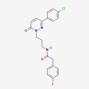 molecular formula C21H19ClFN3O2 B6540318 N-{3-[3-(4-chlorophenyl)-6-oxo-1,6-dihydropyridazin-1-yl]propyl}-2-(4-fluorophenyl)acetamide CAS No. 1040669-12-2