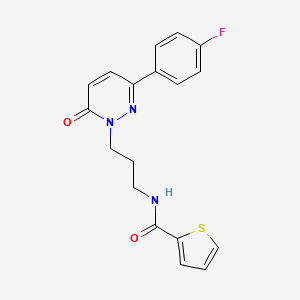 molecular formula C18H16FN3O2S B6540324 N-{3-[3-(4-fluorophenyl)-6-oxo-1,6-dihydropyridazin-1-yl]propyl}thiophene-2-carboxamide CAS No. 1021266-64-7