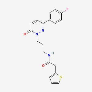 molecular formula C19H18FN3O2S B6540326 N-{3-[3-(4-fluorophenyl)-6-oxo-1,6-dihydropyridazin-1-yl]propyl}-2-(thiophen-2-yl)acetamide CAS No. 1021225-04-6