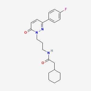 molecular formula C21H26FN3O2 B6540331 2-cyclohexyl-N-{3-[3-(4-fluorophenyl)-6-oxo-1,6-dihydropyridazin-1-yl]propyl}acetamide CAS No. 1040669-31-5