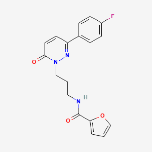 molecular formula C18H16FN3O3 B6540339 N-{3-[3-(4-fluorophenyl)-6-oxo-1,6-dihydropyridazin-1-yl]propyl}furan-2-carboxamide CAS No. 1021225-00-2