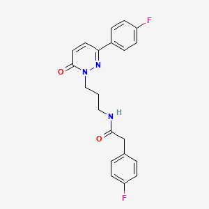 molecular formula C21H19F2N3O2 B6540348 2-(4-fluorophenyl)-N-{3-[3-(4-fluorophenyl)-6-oxo-1,6-dihydropyridazin-1-yl]propyl}acetamide CAS No. 1021266-68-1