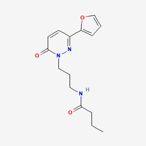 molecular formula C15H19N3O3 B6540363 N-{3-[3-(furan-2-yl)-6-oxo-1,6-dihydropyridazin-1-yl]propyl}butanamide CAS No. 1021225-20-6