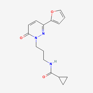 molecular formula C15H17N3O3 B6540366 N-{3-[3-(furan-2-yl)-6-oxo-1,6-dihydropyridazin-1-yl]propyl}cyclopropanecarboxamide CAS No. 1021266-76-1