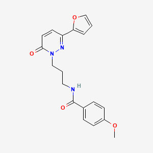molecular formula C19H19N3O4 B6540368 N-{3-[3-(furan-2-yl)-6-oxo-1,6-dihydropyridazin-1-yl]propyl}-4-methoxybenzamide CAS No. 1021225-23-9