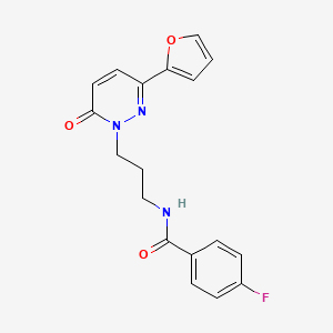 molecular formula C18H16FN3O3 B6540374 4-fluoro-N-{3-[3-(furan-2-yl)-6-oxo-1,6-dihydropyridazin-1-yl]propyl}benzamide CAS No. 1021225-32-0