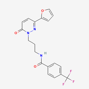 molecular formula C19H16F3N3O3 B6540381 N-{3-[3-(furan-2-yl)-6-oxo-1,6-dihydropyridazin-1-yl]propyl}-4-(trifluoromethyl)benzamide CAS No. 1021225-38-6
