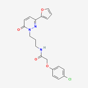 molecular formula C19H18ClN3O4 B6540428 2-(4-chlorophenoxy)-N-{3-[3-(furan-2-yl)-6-oxo-1,6-dihydropyridazin-1-yl]propyl}acetamide CAS No. 1021252-47-0
