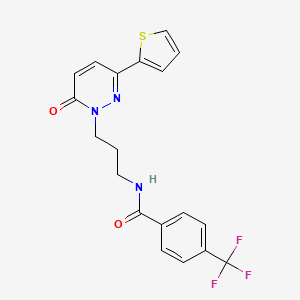 molecular formula C19H16F3N3O2S B6540444 N-{3-[6-oxo-3-(thiophen-2-yl)-1,6-dihydropyridazin-1-yl]propyl}-4-(trifluoromethyl)benzamide CAS No. 1021225-76-2