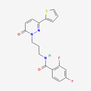 molecular formula C18H15F2N3O2S B6540453 2,4-difluoro-N-{3-[6-oxo-3-(thiophen-2-yl)-1,6-dihydropyridazin-1-yl]propyl}benzamide CAS No. 1021252-66-3
