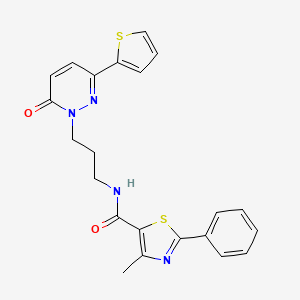 molecular formula C22H20N4O2S2 B6540461 4-methyl-N-{3-[6-oxo-3-(thiophen-2-yl)-1,6-dihydropyridazin-1-yl]propyl}-2-phenyl-1,3-thiazole-5-carboxamide CAS No. 1021225-87-5