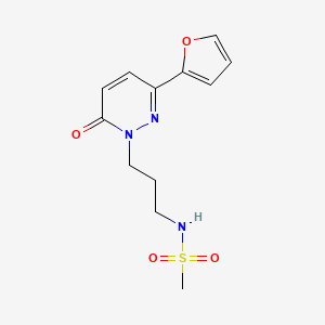 molecular formula C12H15N3O4S B6540533 N-{3-[3-(furan-2-yl)-6-oxo-1,6-dihydropyridazin-1-yl]propyl}methanesulfonamide CAS No. 1021226-89-0