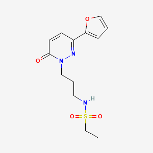 molecular formula C13H17N3O4S B6540540 N-{3-[3-(furan-2-yl)-6-oxo-1,6-dihydropyridazin-1-yl]propyl}ethane-1-sulfonamide CAS No. 1021253-54-2