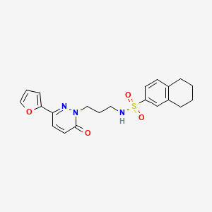 molecular formula C21H23N3O4S B6540554 N-{3-[3-(furan-2-yl)-6-oxo-1,6-dihydropyridazin-1-yl]propyl}-5,6,7,8-tetrahydronaphthalene-2-sulfonamide CAS No. 1021253-60-0