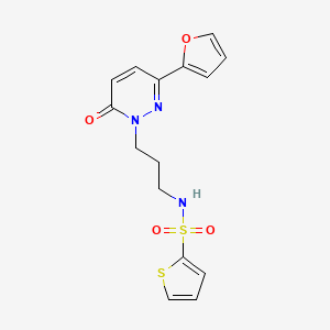molecular formula C15H15N3O4S2 B6540556 N-{3-[3-(furan-2-yl)-6-oxo-1,6-dihydropyridazin-1-yl]propyl}thiophene-2-sulfonamide CAS No. 1021253-64-4