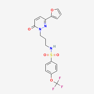 molecular formula C18H16F3N3O5S B6540563 N-{3-[3-(furan-2-yl)-6-oxo-1,6-dihydropyridazin-1-yl]propyl}-4-(trifluoromethoxy)benzene-1-sulfonamide CAS No. 1021253-70-2