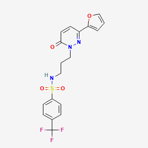 molecular formula C18H16F3N3O4S B6540571 N-{3-[3-(furan-2-yl)-6-oxo-1,6-dihydropyridazin-1-yl]propyl}-4-(trifluoromethyl)benzene-1-sulfonamide CAS No. 1021253-72-4