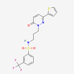 molecular formula C18H16F3N3O3S2 B6540613 N-{3-[6-oxo-3-(thiophen-2-yl)-1,6-dihydropyridazin-1-yl]propyl}-3-(trifluoromethyl)benzene-1-sulfonamide CAS No. 1040670-88-9