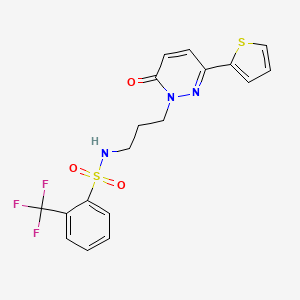 molecular formula C18H16F3N3O3S2 B6540616 N-{3-[6-oxo-3-(thiophen-2-yl)-1,6-dihydropyridazin-1-yl]propyl}-2-(trifluoromethyl)benzene-1-sulfonamide CAS No. 1040670-96-9