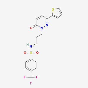 molecular formula C18H16F3N3O3S2 B6540636 N-{3-[6-oxo-3-(thiophen-2-yl)-1,6-dihydropyridazin-1-yl]propyl}-4-(trifluoromethyl)benzene-1-sulfonamide CAS No. 1040671-10-0