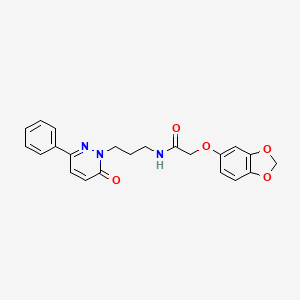 molecular formula C22H21N3O5 B6540647 2-(2H-1,3-benzodioxol-5-yloxy)-N-[3-(6-oxo-3-phenyl-1,6-dihydropyridazin-1-yl)propyl]acetamide CAS No. 1021253-84-8